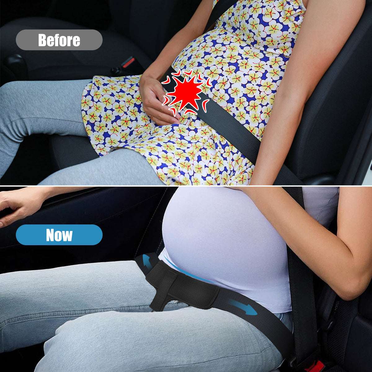 pregnancy car seat cushion keeping lap belt on hips - NHTSA recommended