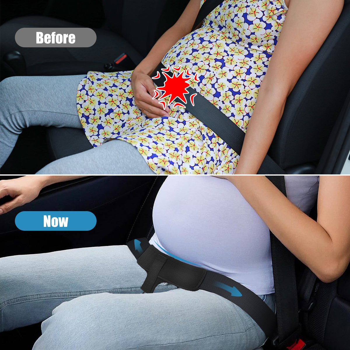pregnancy car seat cushion keeping lap belt on hips - NHTSA recommended