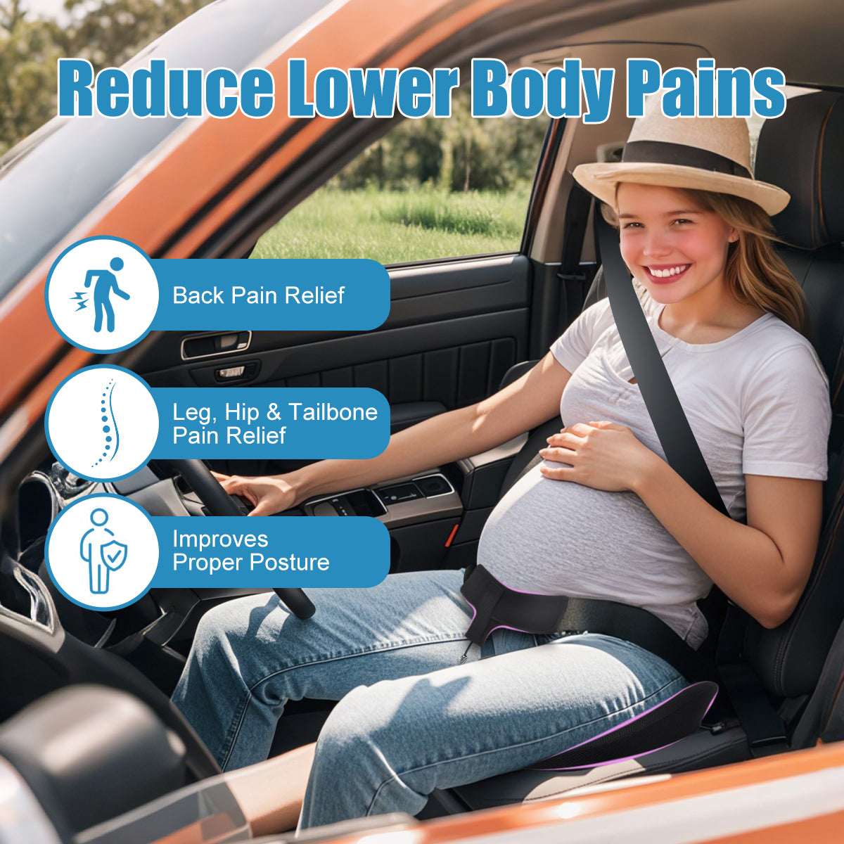 maternity car seat cushion relieving back hip coccyx pain for pregnant women