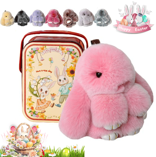 🐰Easter Cute Bunny Plush Keychain - Iron Box Gift Option🎁